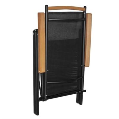 Tuinstoelen inklapbaar 4 st aluminium en textileen zwart - thumbnail