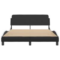 Bedframe met hoofdbord kunstleer zwart en wit 120x200 cm - thumbnail
