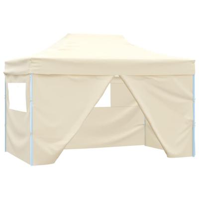 Partytent met 4 zijwanden inklapbaar 3x4 m staal crme - thumbnail