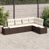 Tuinbankenset met opslag 5 pcs Bruin en Crème poly rattan - thumbnail