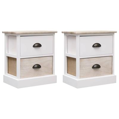 Nachtkastjes 2 st 38x28x45 cm paulowniahout wit en naturel