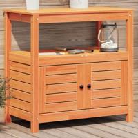 VidaXL Oppottafel met schappen 82,5x45x81 cm massief grenenhout bruin - thumbnail