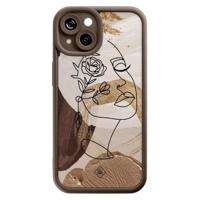 iPhone 14 bruine case - Abstract gezicht bruin - thumbnail