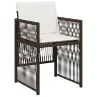 Tuinstoelen 4 st met kussens poly rattan bruin - thumbnail