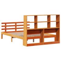Bed met boekenkast zonder matras grenenhout wasbruin 140x190 cm - thumbnail
