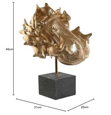 Decoratieve figuren Home ESPRIT Zwart Gouden Nijlpaard 33 x 21,5 x 45 cm