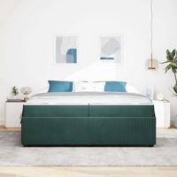 Bedframe met matras met matras Donkergroen 200 x 200 cm Fluweel - thumbnail