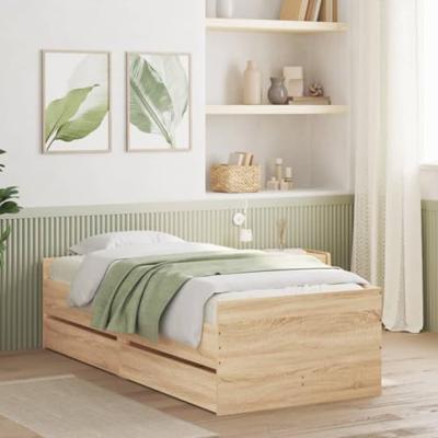 Bedframe met lades sonoma eikenkleurig 90x200 cm