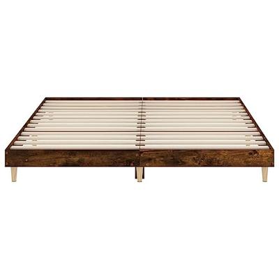 Bedframe bewerkt hout gerookt eikenkleurig 200x200 cm Bedframe bewerkt hout gerookt eikenkleurig 200x200 cm