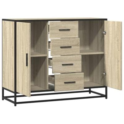 Dressoir 92x35x76 cm bewerkt hout sonoma eikenkleurig