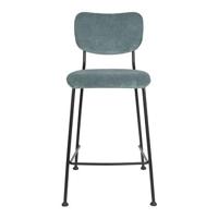 Zuiver Barstoel 'Benson' Ribstof, kleur Grijsblauw (zithoogte 65cm) - thumbnail