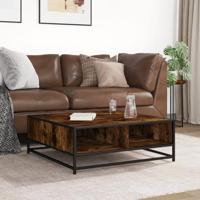 Salontafel 80x80x30 cm bewerkt hout en metaal gerookt eiken - thumbnail