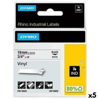 Gelamineerde Tape voor Labelmakers Rhino Dymo ID1-19 19 x 5,5 mm Zwart Wit Lijmen Zelfklevend (5 Stuks) - thumbnail