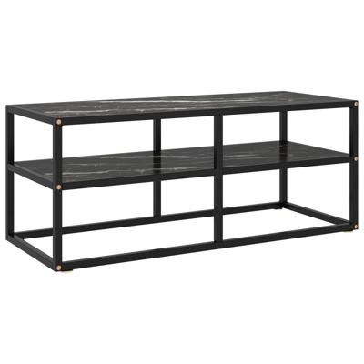 Tv-meubel met zwart marmerglas 100x40x40 cm zwart Tv-meubel met zwart marmerglas 100x40x40 cm zwart