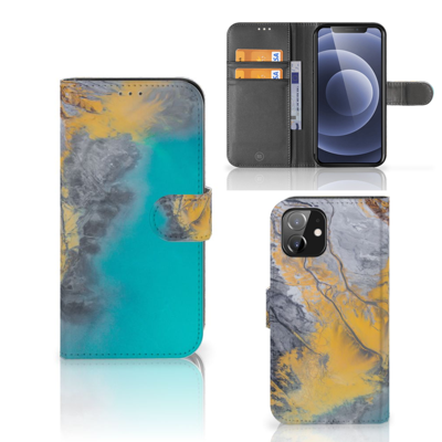 iPhone 12 | 12 Pro (6.1") | Bookcase | Marble Blue Gold iPhone 12 | 12 Pro (6.1") | Bookcase | Marble Blue Gold
