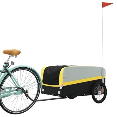 VidaXL Fietstrailer 45 kg ijzer zwart en geel VidaXL Fietstrailer 45 kg ijzer zwart en geel