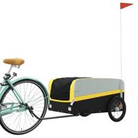 VidaXL Fietstrailer 45 kg ijzer zwart en geel - thumbnail