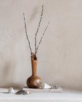 MUST Living Vaas 'Single Flower' Teakhout, 30cm - thumbnail