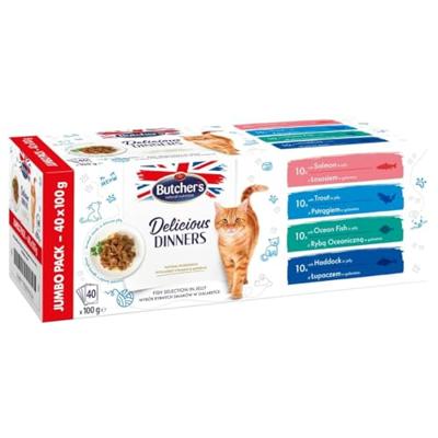 BUTCHER'S Delicious Dinners Jumbo Pack Mix Fish selection in jelly - nat kattenvoer - 40 x 100g