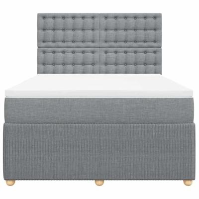 Boxspring met matras stof lichtgrijs 140x190 cm
