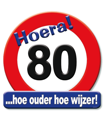 Paperdreams Kroonschild verkeersbord 80 jaar 50cm