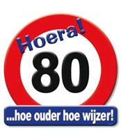 Paperdreams Kroonschild verkeersbord 80 jaar 50cm - thumbnail