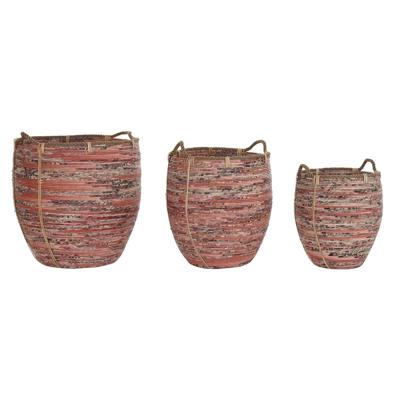 Mandenset DKD Home Decor Perzik Natuurlijk Boho 52 x 52 x 58 cm