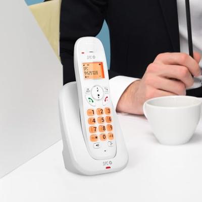 SPC Kairo - Draadloze telefoon, toetsen en display, verlicht, oproepherkenning, gap-compatibiliteit, eco-modus, oproepvergrendeling, handsfree, afsprakenplanner voor 30 contacten - Wit