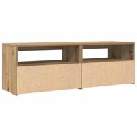 Tv-meubel met LED 120x35x40 cm bewerkt hout artisanaal eiken - thumbnail