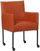 Cognac leren moderne kuipstoel Desire - poot rond zwart met wiel - Toledo Leer Cotto (cognac leer) - thumbnail