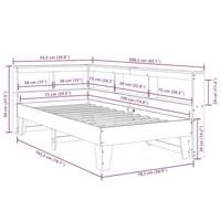 Bed met boekenkast zonder matras grenenhout wit 75x190 cm - thumbnail