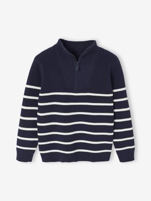 Gestreept sweater met lange mouwen voor jongens marineblauw Gestreept sweater met lange mouwen voor jongens marineblauw