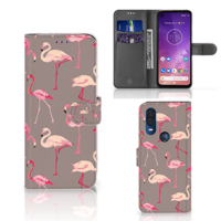 Motorola One Vision Telefoonhoesje met Pasjes Flamingo - thumbnail