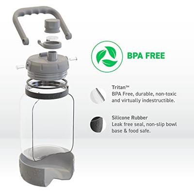 Asobu - The Barkley Dog Bowl – drinkfles van Tritan | lekvrij 1 liter met hondenkom grijs | ideaal voor wandelen, sport, fitness en wandelen