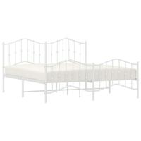 Bedframe met hoofd- en voeteneindemetaal wit 160x200 cm - thumbnail