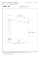 Lucide VARIO LED - Bureaulamp - LED Dimb. - CCT - 1x8W 2700K/6500K - Zwart - thumbnail