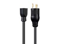 Monoprice Heavy Duty Extension Cord - 2 voet - Zwart | Locking Connector - NEMA L5-20P naar NEMA 5-15/20R, 12AWG, 20A, Sjtw, 125V - thumbnail