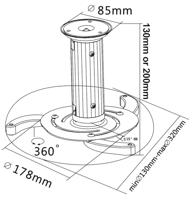 My Wall H16-2WL Beamer-plafondbeugel Uittrekbaar, Plafondhouder, Kantelbaar, Roteerbaar Afstand vloer-plafond (max.): 200 mm Wit - thumbnail