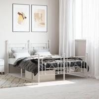 Bedframe met hoofd- en voeteneinde metaal wit 135x190 cm - thumbnail