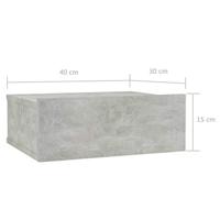 VidaXL Nachtkastjes 2 st zwevend 40x30x15 cm bewerkt hout betongrijs - thumbnail