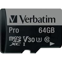 Verbatim PRO microSDXC-kaart 64 GB Class 10, UHS-I, UHS-Class 3 Incl. SD-adapter - thumbnail