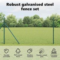 VidaXL Afrasteringspaal groen 10 x 1 m (25 x 25 mm gaas) staal - thumbnail