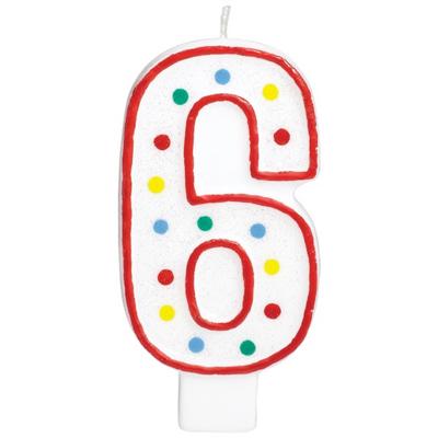 Amscan taartkaars cijfer 6 wit 13 cm | 24 stuks