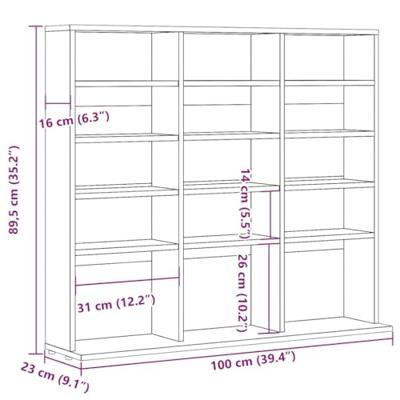 Cd-kast 100x23x89,5 cm bewerkt hout oud houtkleurig