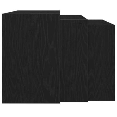 3-delige Tafeltjesset bewerkt hout zwart 3-delige Tafeltjesset bewerkt hout zwart