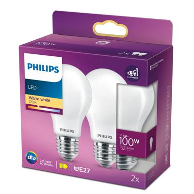 Philips Classic LED Lamp 100W E27 Warm Wit 2 Stuks