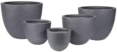 Mega Collections Bloempot Egg Clayfibre, Groot - Ø63x53 cm - Lood