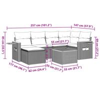7-delige Loungeset met kussens poly rattan grijs - thumbnail