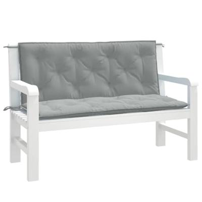VidaXL Tuinbankkussens 2 st 120x50x7 cm stof gemêleerd lichtgrijs
