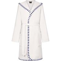 Cawö Cawo Dames Badjas Korte badjas met Capuchon 848 wit-breton 32/34 - thumbnail